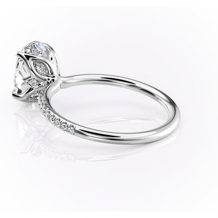 Inel de logodnă Seren din aur Alb 14kt cu moissanite tăietură ovală – Montură pavé rafinată pentru profil înalt | Personalizează și configurează gratuit online [5]