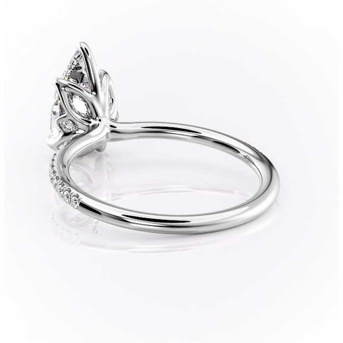 Inel de logodnă Seren din aur Alb 14kt cu moissanite tăietură pară – Montură pavé rafinată pentru profil înalt | Personalizează și configurează gratuit online [4]