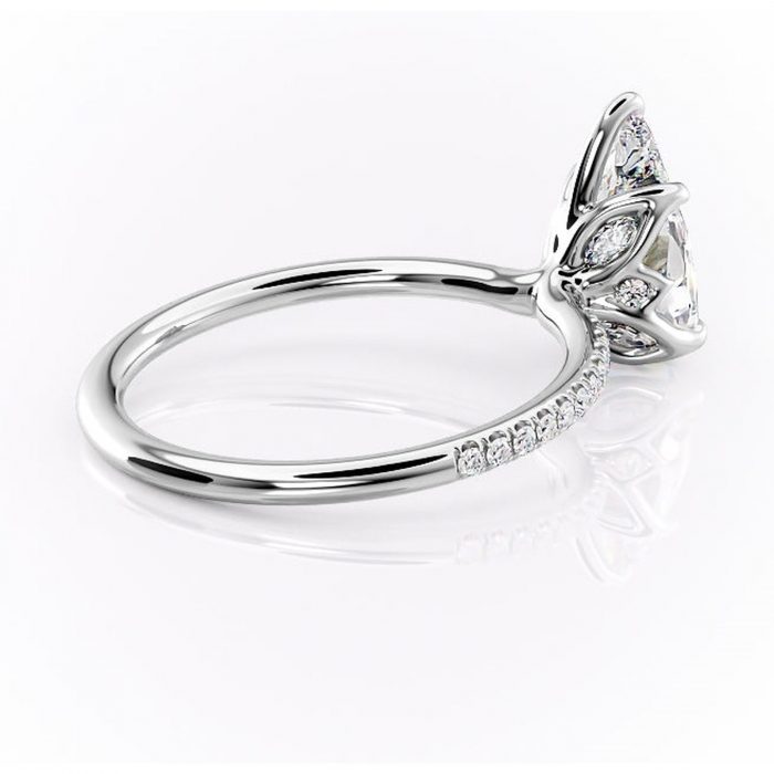 Inel de logodnă Seren din aur Alb 14kt cu moissanite tăietură pară – Montură pavé rafinată pentru profil înalt | Personalizează și configurează gratuit online [3]