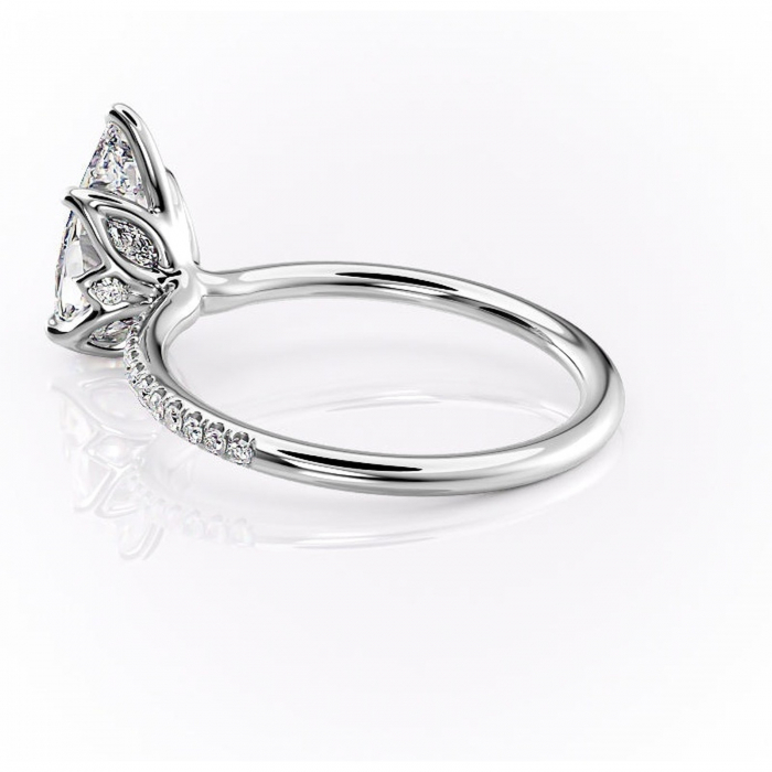 Inel de logodnă Seren din aur Alb 14kt cu moissanite tăietură pară – Montură pavé rafinată pentru profil înalt | Personalizează și configurează gratuit online [5]