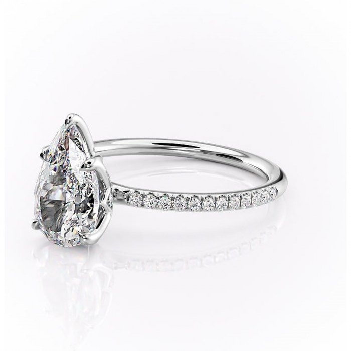 Inel de logodnă Seren din aur Alb 14kt cu moissanite tăietură pară – Montură pavé rafinată pentru profil înalt | Personalizează și configurează gratuit online [7]