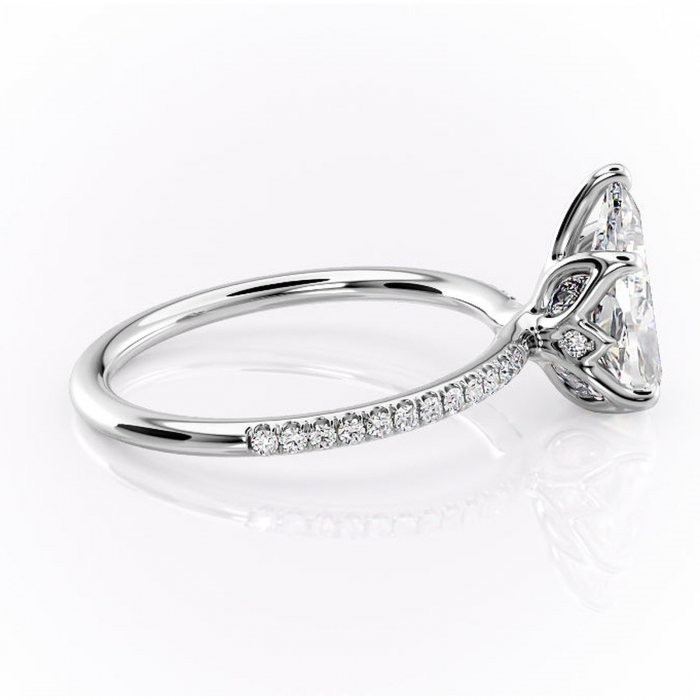 Inel de logodnă Seren din aur Alb 14kt cu moissanite tăietură pară – Montură pavé rafinată pentru profil înalt | Personalizează și configurează gratuit online [2]