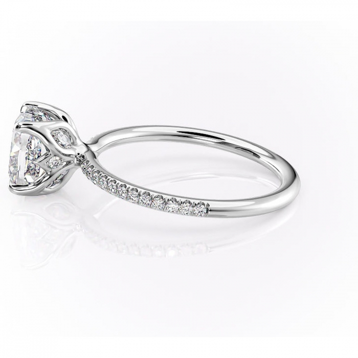 Inel de logodnă Seren din aur Alb 14kt cu moissanite tăietură pernă – Montură pavé rafinată pentru profil înalt | Personalizează și configurează gratuit online [6]