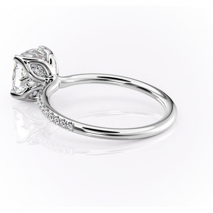 Inel de logodnă Seren din aur Alb 14kt cu moissanite tăietură pernă – Montură pavé rafinată pentru profil înalt | Personalizează și configurează gratuit online [5]