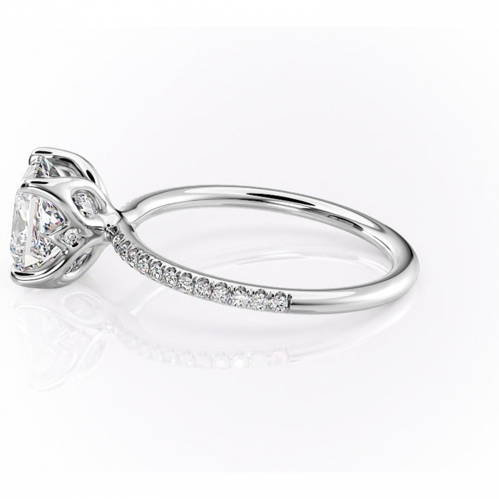 Inel de logodnă Seren din aur Alb 14kt cu moissanite tăietură princess – Montură pavé rafinată pentru profil înalt | Personalizează și configurează gratuit online [6]