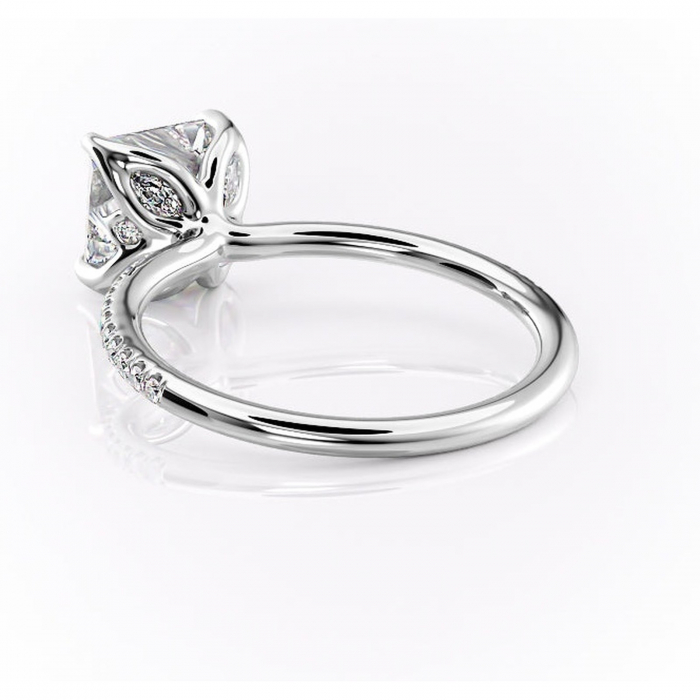 Inel de logodnă Seren din aur Alb 14kt cu moissanite tăietură princess – Montură pavé rafinată pentru profil înalt | Personalizează și configurează gratuit online [4]