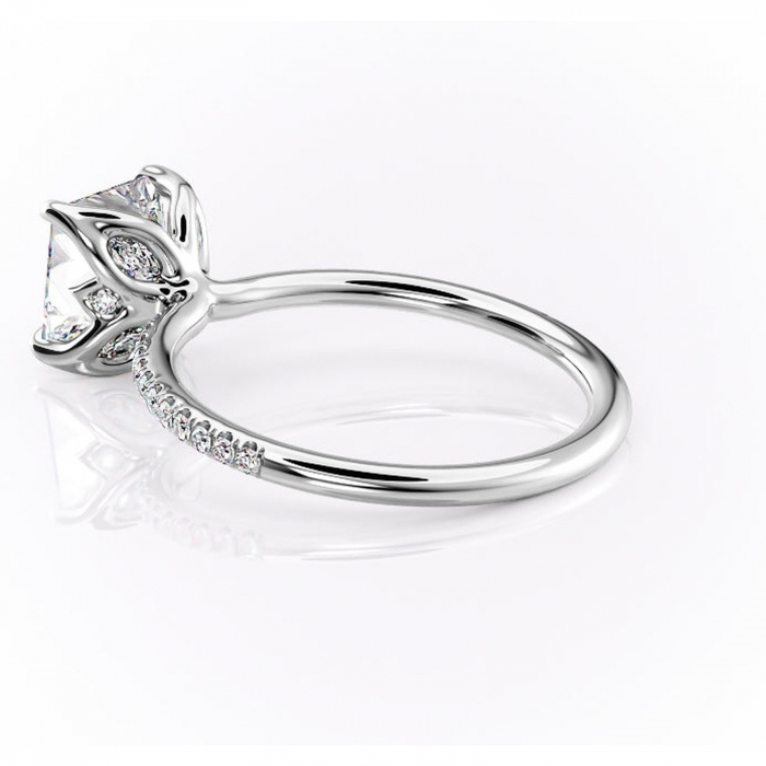 Inel de logodnă Seren din aur Alb 14kt cu moissanite tăietură princess – Montură pavé rafinată pentru profil înalt | Personalizează și configurează gratuit online [5]