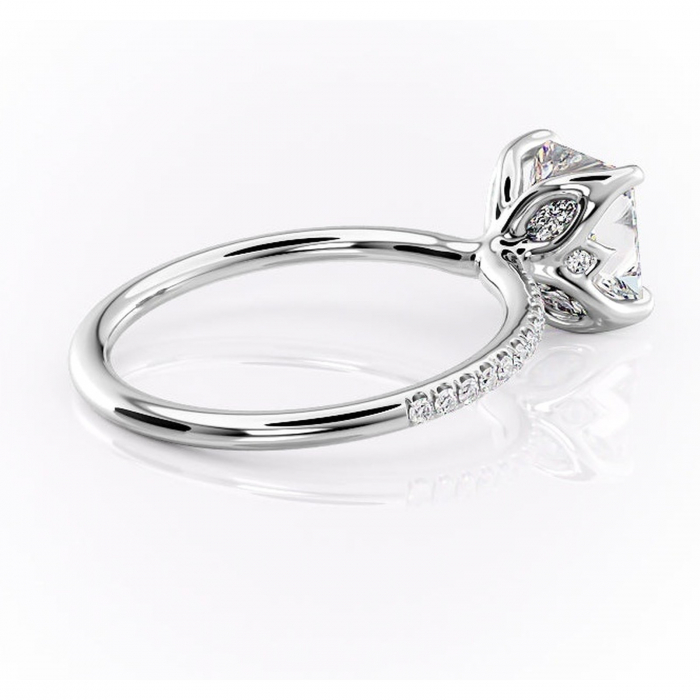 Inel de logodnă Seren din aur Alb 14kt cu moissanite tăietură princess – Montură pavé rafinată pentru profil înalt | Personalizează și configurează gratuit online [3]