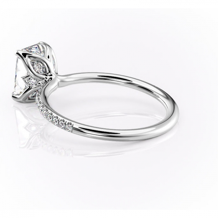 Inel de logodnă Seren din aur Alb 14kt cu moissanite tăietură radiantă – Montură pavé rafinată pentru profil înalt | Personalizează și configurează gratuit online [5]