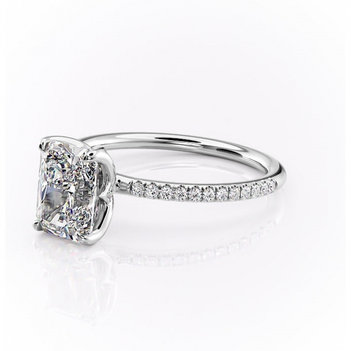 Inel de logodnă Seren din aur Alb 14kt cu moissanite tăietură radiantă – Montură pavé rafinată pentru profil înalt | Personalizează și configurează gratuit online [7]