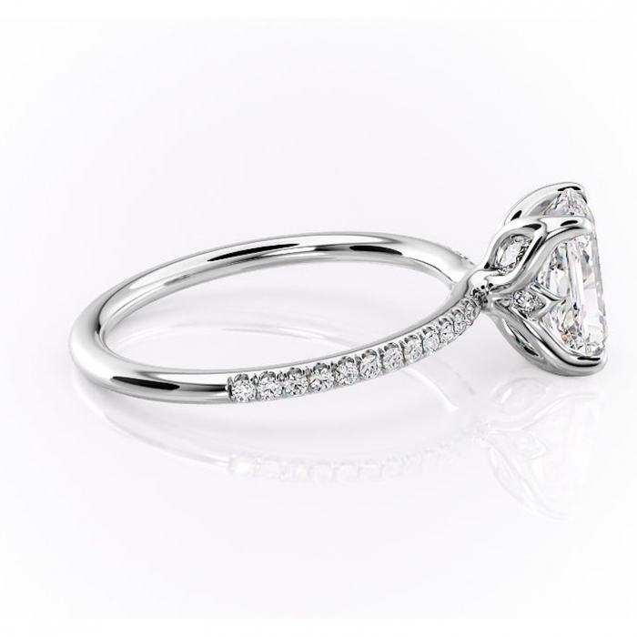 Inel de logodnă Seren din aur Alb 14kt cu moissanite tăietură radiantă – Montură pavé rafinată pentru profil înalt | Personalizează și configurează gratuit online [2]