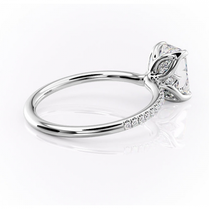 Inel de logodnă Seren din aur Alb 14kt cu moissanite tăietură radiantă – Montură pavé rafinată pentru profil înalt | Personalizează și configurează gratuit online [3]