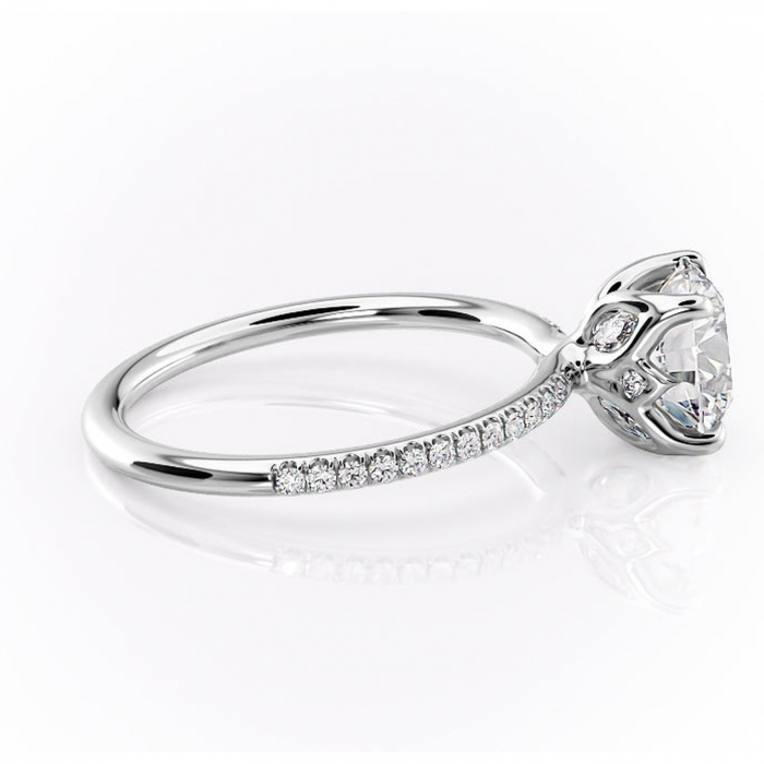 Inel de logodnă Seren din aur Alb 14kt cu moissanite tăietură rotundă – Montură pavé rafinată pentru profil înalt | Personalizează și configurează gratuit online [2]