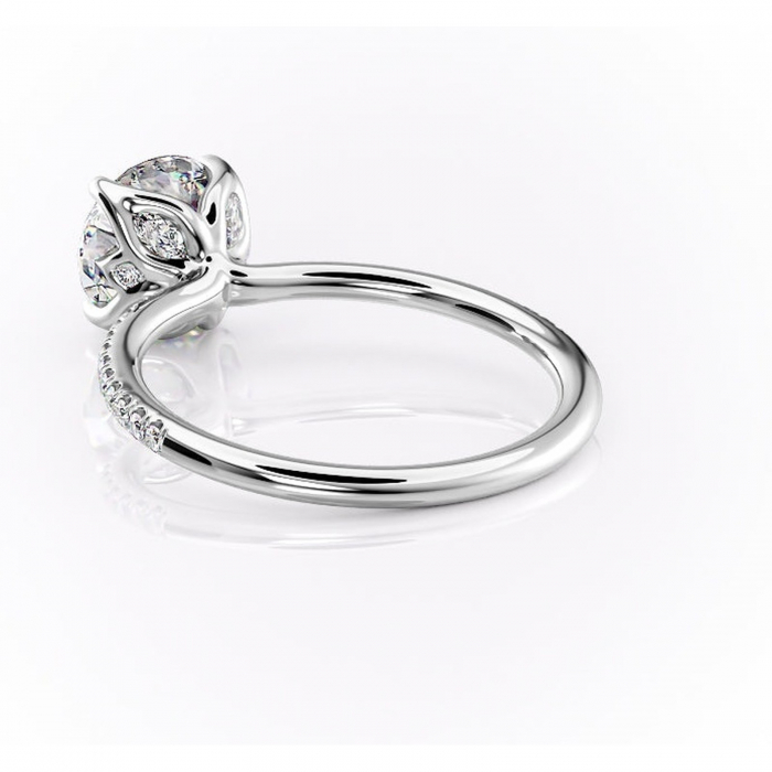 Inel de logodnă Seren din aur Alb 14kt cu moissanite tăietură rotundă – Montură pavé rafinată pentru profil înalt | Personalizează și configurează gratuit online [4]
