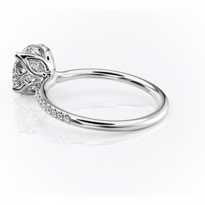 Inel de logodnă Seren din aur Alb 14kt cu moissanite tăietură rotundă – Montură pavé rafinată pentru profil înalt | Personalizează și configurează gratuit online [5]