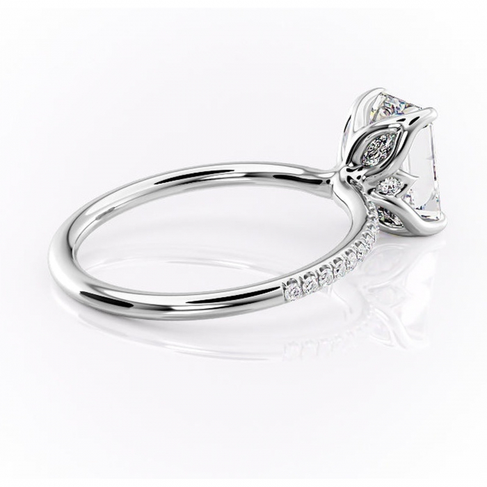 Inel de logodnă Seren din aur Alb 14kt cu moissanite tăietură smarald – Montură pavé rafinată pentru profil înalt | Personalizează și configurează gratuit online [3]