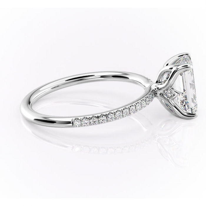 Inel de logodnă Seren din aur Alb 14kt cu moissanite tăietură smarald – Montură pavé rafinată pentru profil înalt | Personalizează și configurează gratuit online [2]