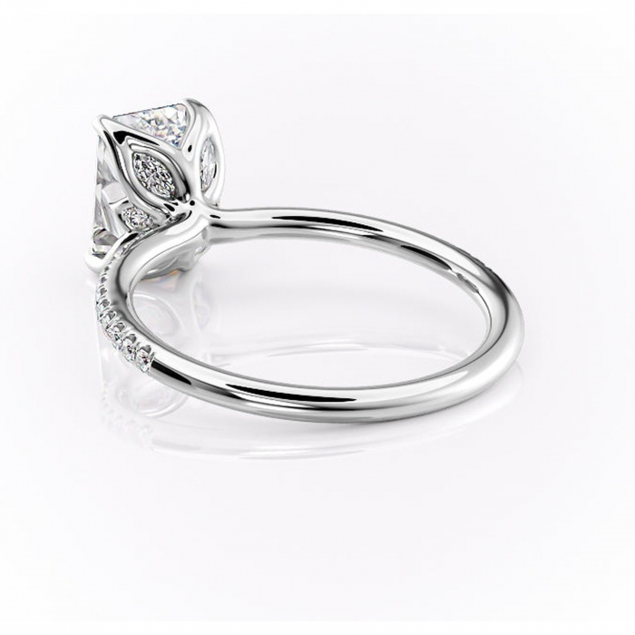 Inel de logodnă Seren din aur Alb 14kt cu moissanite tăietură smarald – Montură pavé rafinată pentru profil înalt | Personalizează și configurează gratuit online [4]