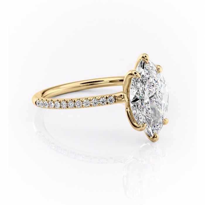 Inel de logodnă Seren din aur Galben 14kt cu moissanite tăietură marquise – Montură pavé rafinată pentru profil înalt | Personalizează și configurează gratuit online [1]