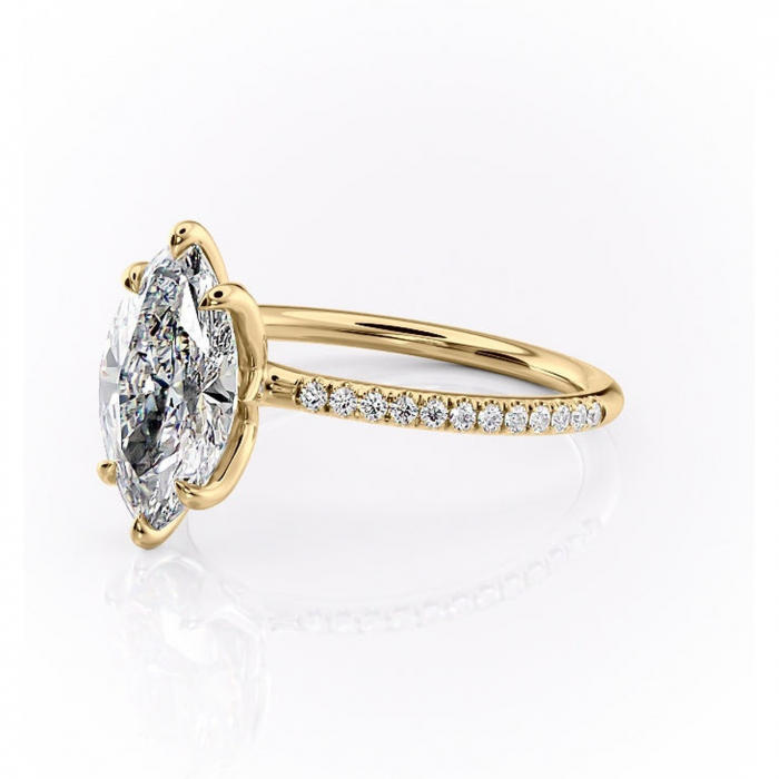 Inel de logodnă Seren din aur Galben 14kt cu moissanite tăietură marquise – Montură pavé rafinată pentru profil înalt | Personalizează și configurează gratuit online [7]