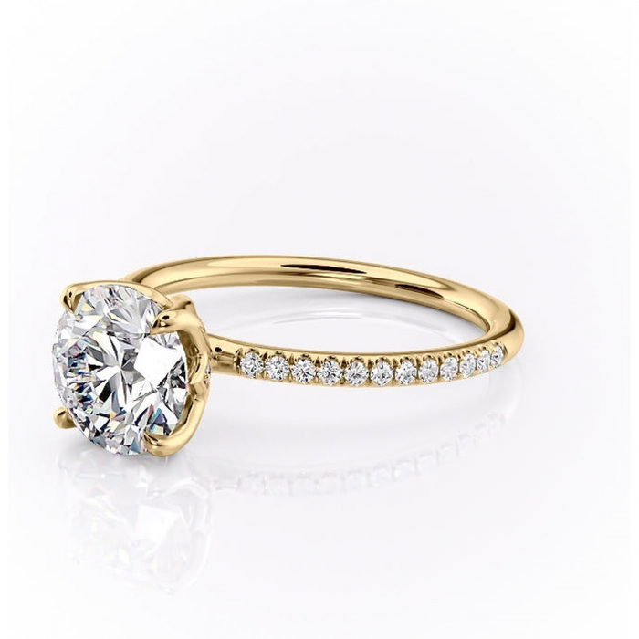 Inel de logodnă Seren din aur Galben 14kt cu moissanite tăietură rotundă – Montură pavé rafinată pentru profil înalt | Personalizează și configurează gratuit online [7]