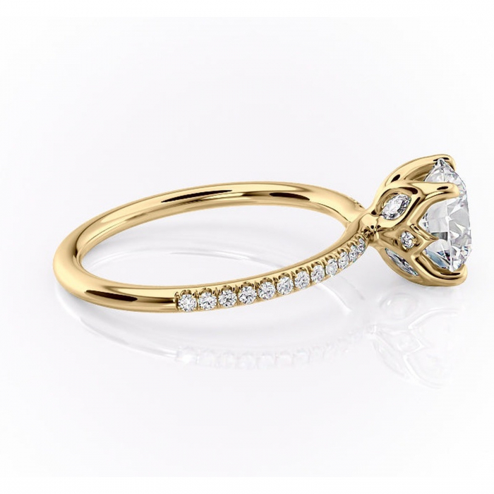 Inel de logodnă Seren din aur Galben 14kt cu moissanite tăietură rotundă – Montură pavé rafinată pentru profil înalt | Personalizează și configurează gratuit online [2]