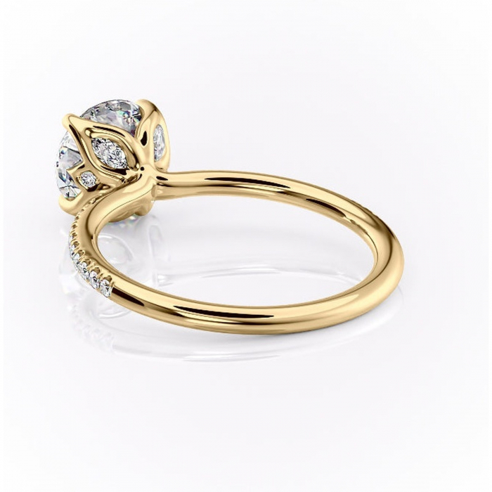 Inel de logodnă Seren din aur Galben 14kt cu moissanite tăietură rotundă – Montură pavé rafinată pentru profil înalt | Personalizează și configurează gratuit online [4]