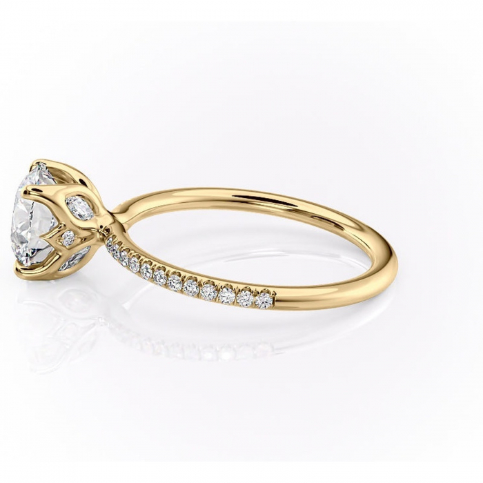 Inel de logodnă Seren din aur Galben 14kt cu moissanite tăietură rotundă – Montură pavé rafinată pentru profil înalt | Personalizează și configurează gratuit online [6]