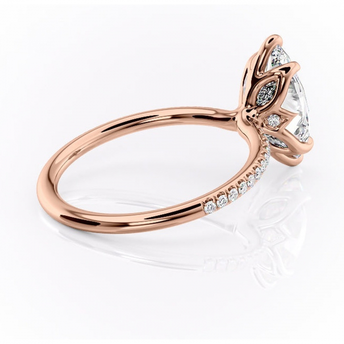 Inel de logodnă Seren din aur Rose 14kt cu moissanite tăietură marquise – Montură pavé rafinată pentru profil înalt | Personalizează și configurează gratuit online [3]