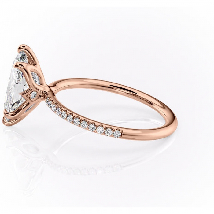 Inel de logodnă Seren din aur Rose 14kt cu moissanite tăietură marquise – Montură pavé rafinată pentru profil înalt | Personalizează și configurează gratuit online [6]