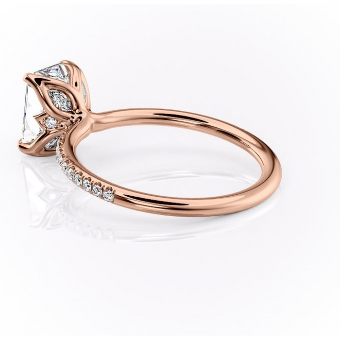 Inel de logodnă Seren din aur Rose 14kt cu moissanite tăietură radiantă – Montură pavé rafinată pentru profil înalt | Personalizează și configurează gratuit online [5]
