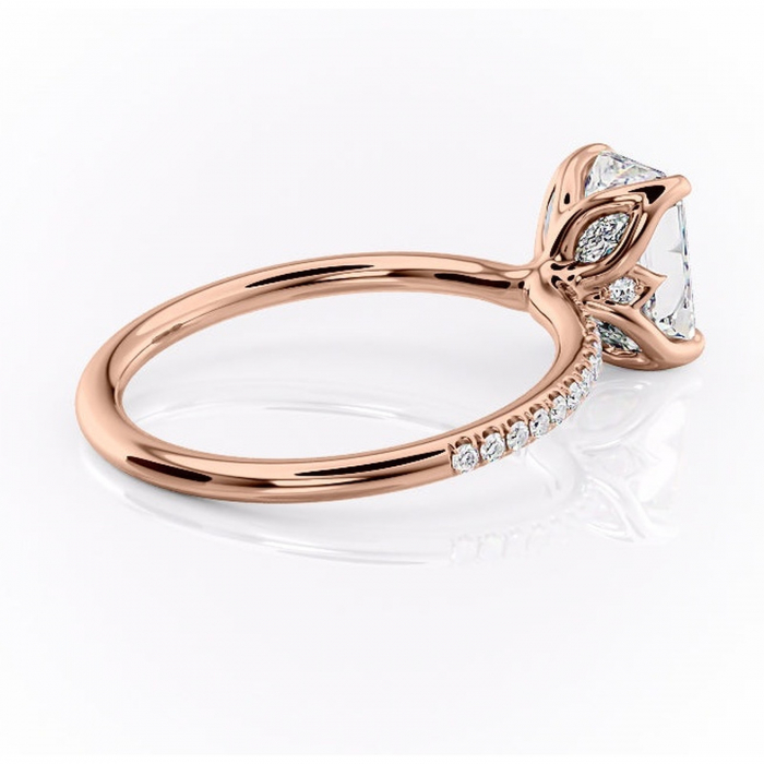 Inel de logodnă Seren din aur Rose 14kt cu moissanite tăietură radiantă – Montură pavé rafinată pentru profil înalt | Personalizează și configurează gratuit online [3]