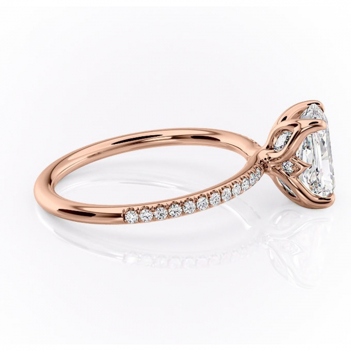 Inel de logodnă Seren din aur Rose 14kt cu moissanite tăietură radiantă – Montură pavé rafinată pentru profil înalt | Personalizează și configurează gratuit online [2]