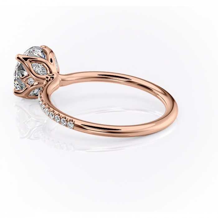 Inel de logodnă Seren din aur Rose 14kt cu moissanite tăietură rotundă – Montură pavé rafinată pentru profil înalt | Personalizează și configurează gratuit online [5]