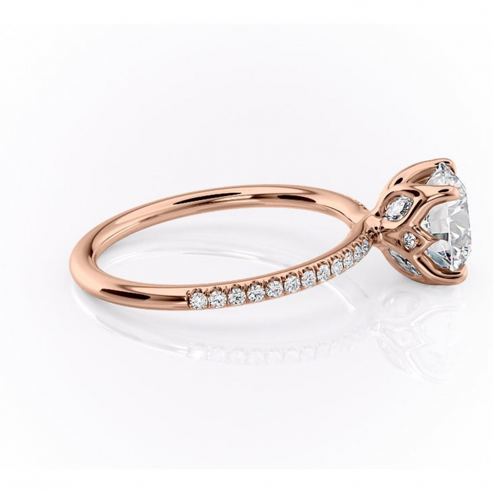 Inel de logodnă Seren din aur Rose 14kt cu moissanite tăietură rotundă – Montură pavé rafinată pentru profil înalt | Personalizează și configurează gratuit online [2]