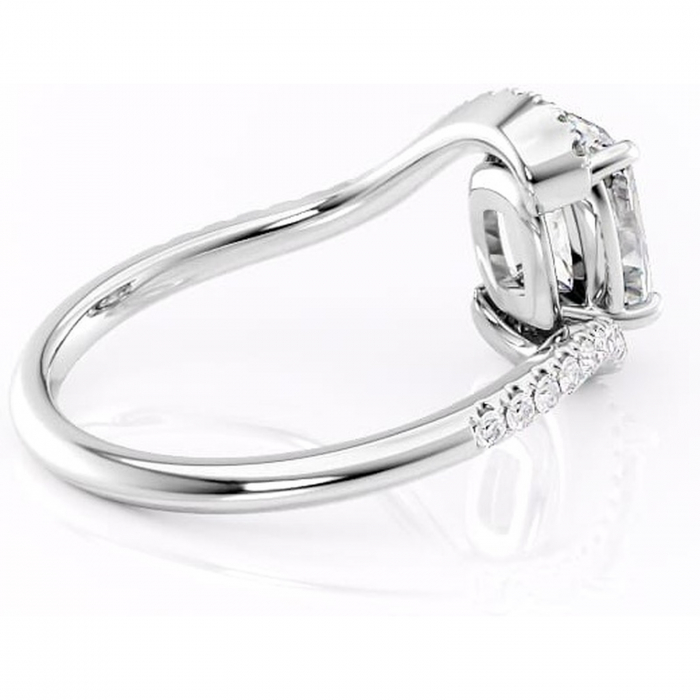Inel de logodnă Sienna din aur Alb 14kt cu moissanite tăietură asscher – Montură pavé rafinată pentru profil mediu | Personalizează și configurează gratuit online [3]