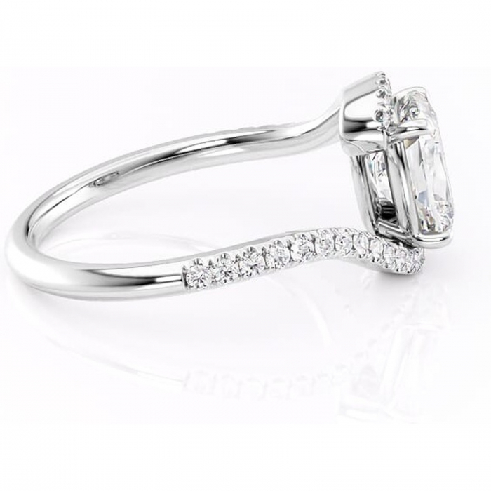 Inel de logodnă Sienna din aur Alb 14kt cu moissanite tăietură asscher – Montură pavé rafinată pentru profil mediu | Personalizează și configurează gratuit online [2]