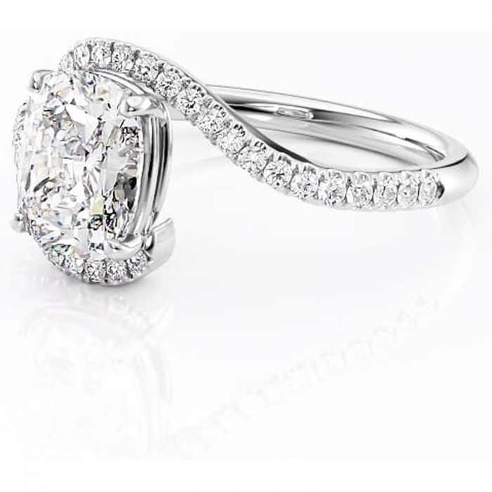 Inel de logodnă Sienna din aur Alb 14kt cu moissanite tăietură asscher – Montură pavé rafinată pentru profil mediu | Personalizează și configurează gratuit online [7]