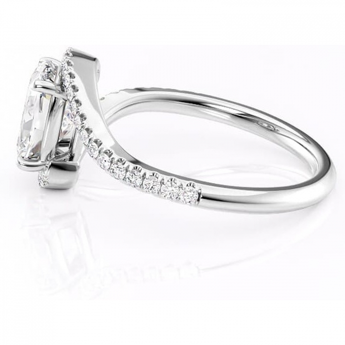 Inel de logodnă Sienna din aur Alb 14kt cu moissanite tăietură asscher – Montură pavé rafinată pentru profil mediu | Personalizează și configurează gratuit online [6]