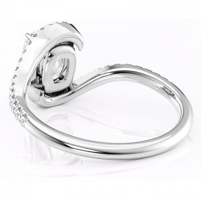 Inel de logodnă Sienna din aur Alb 14kt cu moissanite tăietură asscher – Montură pavé rafinată pentru profil mediu | Personalizează și configurează gratuit online [4]