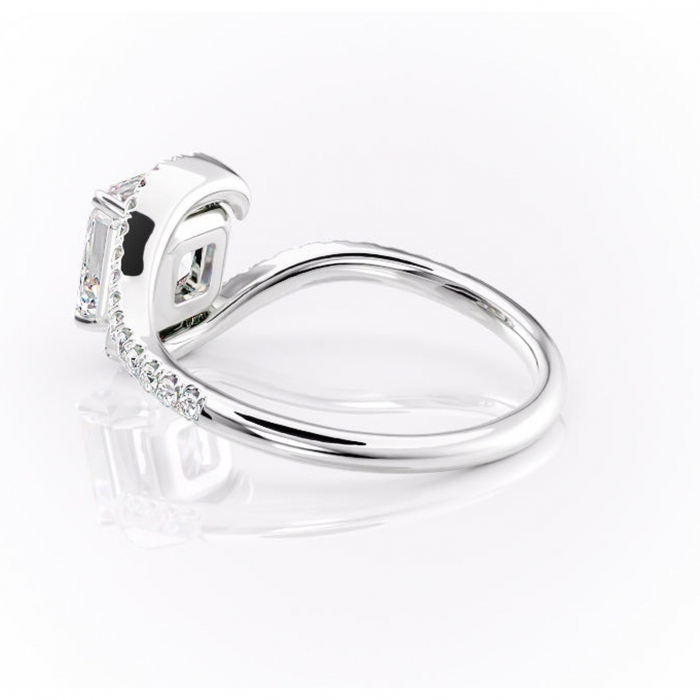 Inel de logodnă Sienna din aur Alb 14kt cu moissanite tăietură asscher – Montură pavé rafinată pentru profil mediu | Personalizează și configurează gratuit online [5]