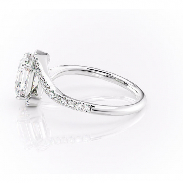 Inel de logodnă Sienna din aur Alb 14kt cu moissanite tăietură asscher – Montură pavé rafinată pentru profil mediu | Personalizează și configurează gratuit online [6]