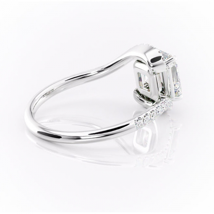 Inel de logodnă Sienna din aur Alb 14kt cu moissanite tăietură asscher – Montură pavé rafinată pentru profil mediu | Personalizează și configurează gratuit online [3]