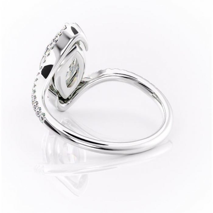 Inel de logodnă Sienna din aur Alb 14kt cu moissanite tăietură marquise – Montură pavé rafinată pentru profil mediu | Personalizează și configurează gratuit online [4]