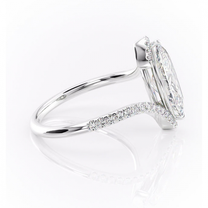 Inel de logodnă Sienna din aur Alb 14kt cu moissanite tăietură marquise – Montură pavé rafinată pentru profil mediu | Personalizează și configurează gratuit online [2]