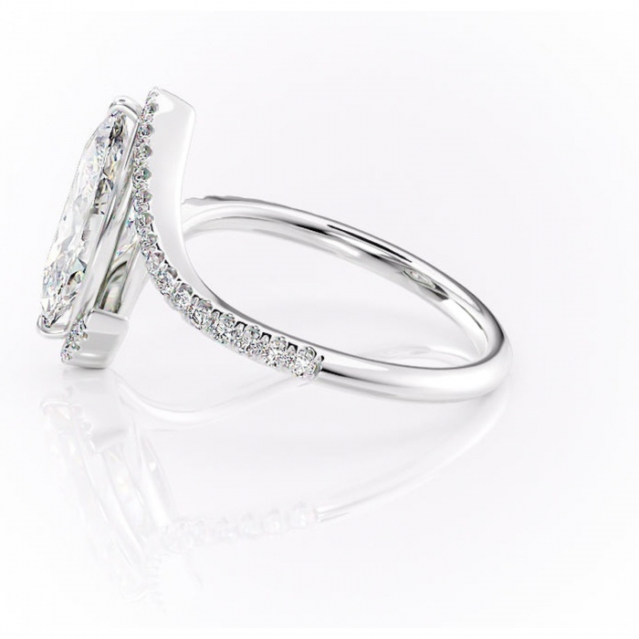 Inel de logodnă Sienna din aur Alb 14kt cu moissanite tăietură marquise – Montură pavé rafinată pentru profil mediu | Personalizează și configurează gratuit online [6]