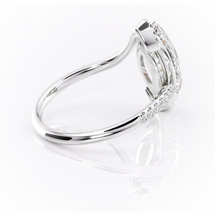 Inel de logodnă Sienna din aur Alb 14kt cu moissanite tăietură marquise – Montură pavé rafinată pentru profil mediu | Personalizează și configurează gratuit online [3]