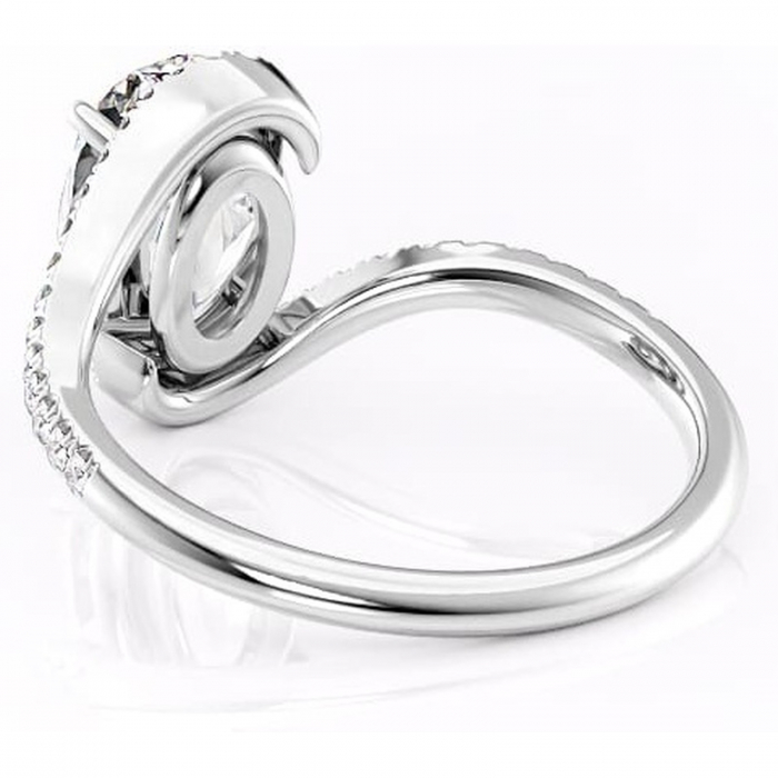 Inel de logodnă Sienna din aur Alb 14kt cu moissanite tăietură ovală – Montură pavé rafinată pentru profil mediu | Personalizează și configurează gratuit online [4]