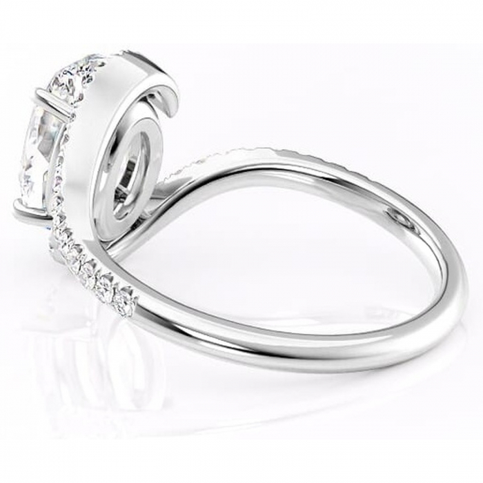 Inel de logodnă Sienna din aur Alb 14kt cu moissanite tăietură ovală – Montură pavé rafinată pentru profil mediu | Personalizează și configurează gratuit online [5]