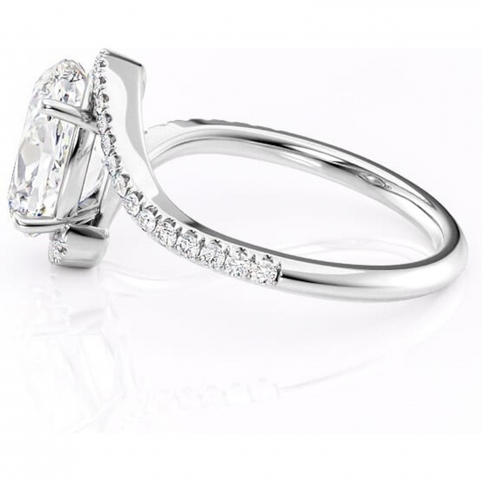 Inel de logodnă Sienna din aur Alb 14kt cu moissanite tăietură ovală – Montură pavé rafinată pentru profil mediu | Personalizează și configurează gratuit online [6]